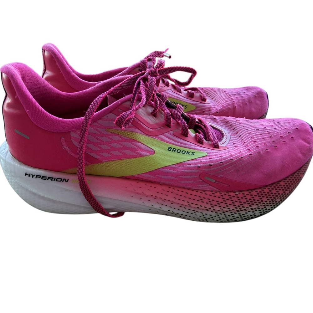 Brooks Hyperion Max Womens Neon Pink Green Performance Running Shoes 9 B - Picture 4 of 8